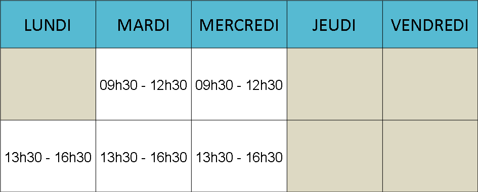 Horaire secretariat