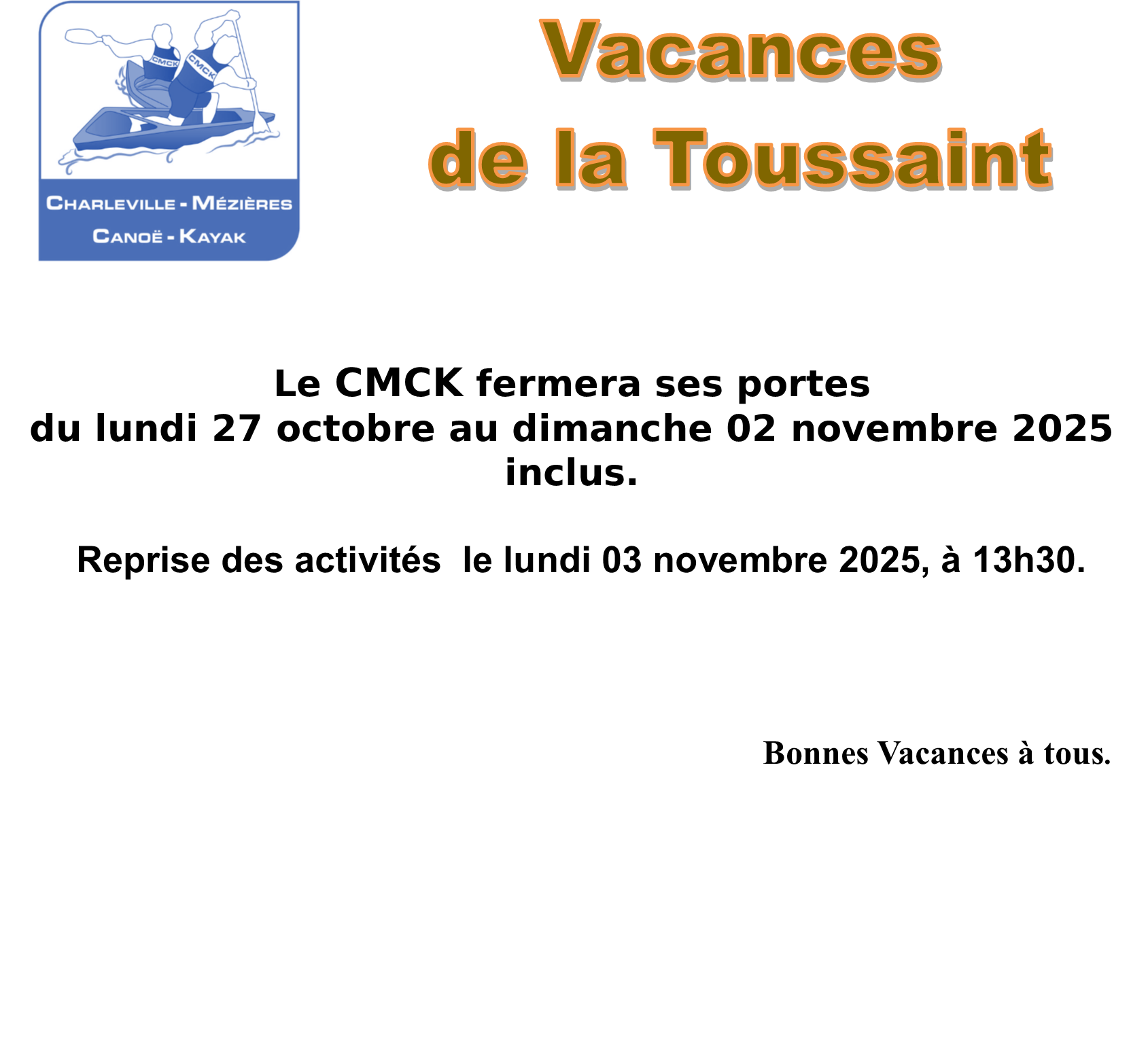 Vacances toussaint 2025